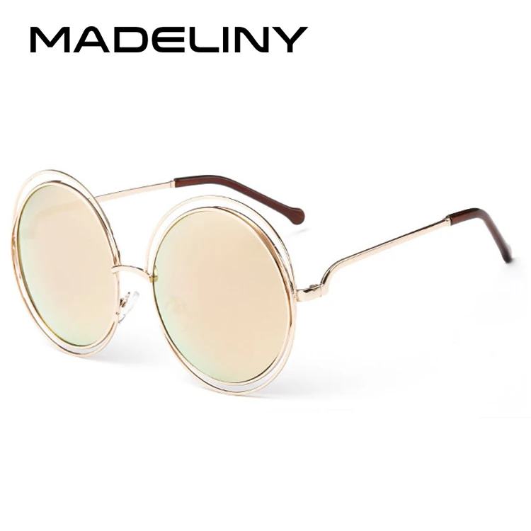C7 Pink Mirror MADELINY, модные круглые солнцезащитные очки в проволочной оправе для женщин, новинка, винтажные градиентные солнцезащитные очки, унисекс, брендовые дизайнерские очки MA164 - Цвет линз: C7 Pink Mirror