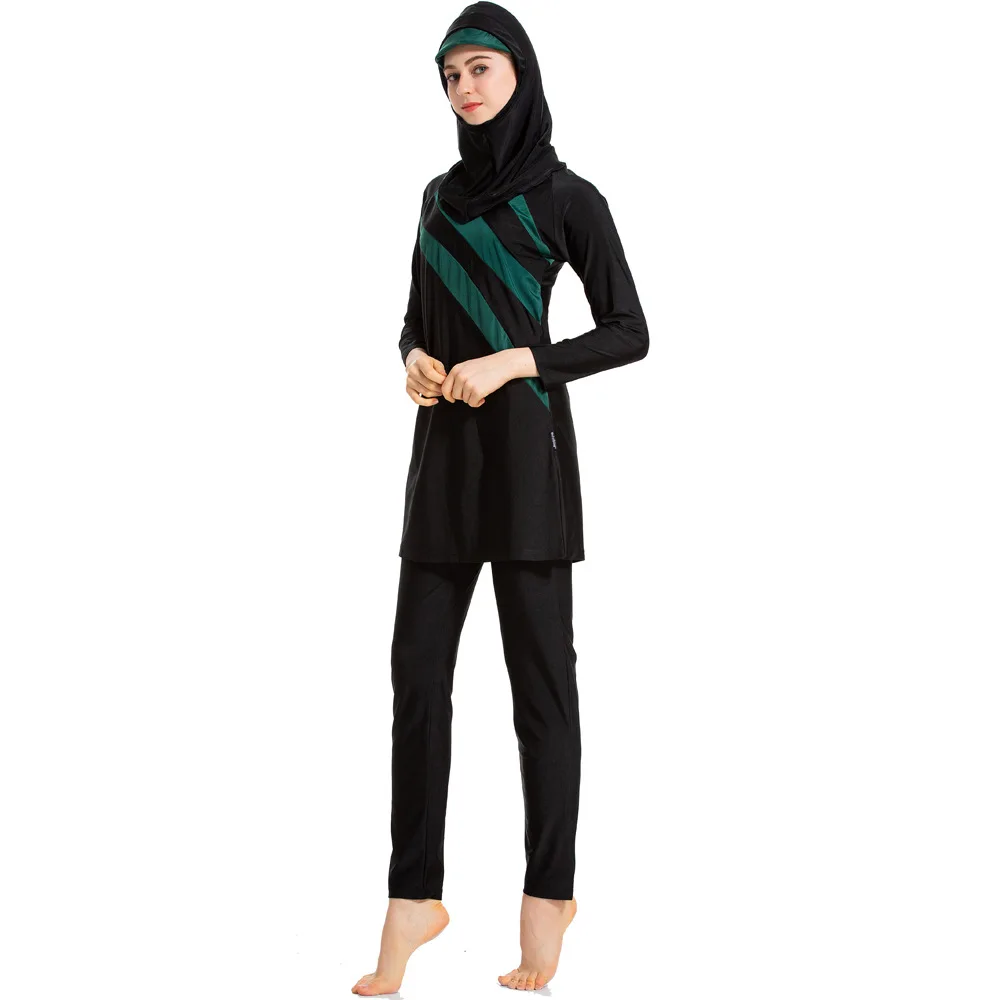 Burkini Новинка с длинными рукавами Мусульманский купальники женские в лоскутной технике цвет хиджаб Maillot de bain femme Мусульманский купальник одежда для плавания