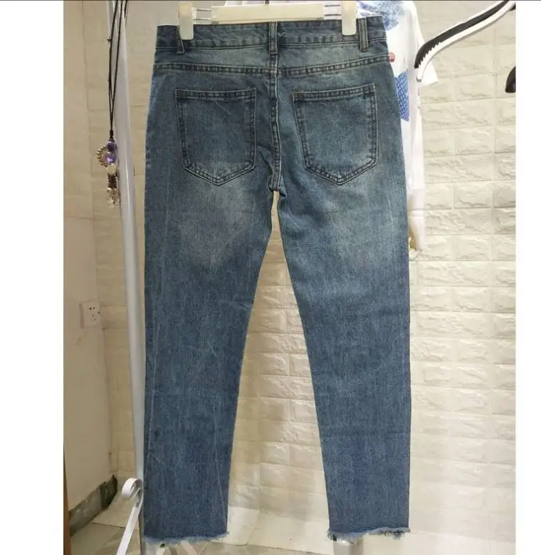 2019 Сезон весна лето Женская обувь размера плюс джинсы черного цвета модные с