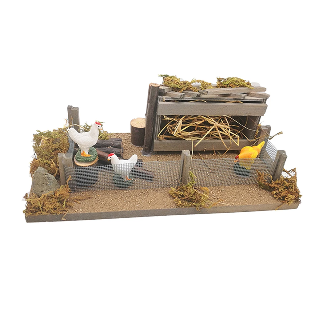 

1/6 Miniature Dollhouse Wooden Simulation Chicken Coop Hen House Garden Yard