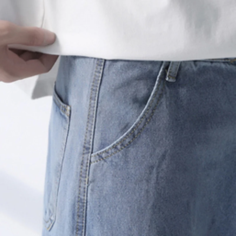 

Hzirip Blue Jeans Men's 2021 New Autumn Loose Straight Trousers Nine-Point Wide-leg All Match Casual High Waist Long Pants
