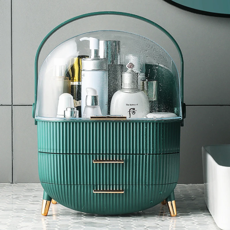 

Cosmetic Make Up Box Makeup Organizer Large Capacity Waterproof Dustproof Bathroom Desktop Beauty Storage Drawer 2021 New