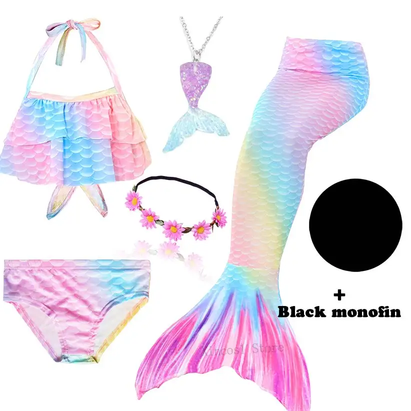 Детский женский костюм русалочки купальник в виде костюма Ариэль с хвостом и