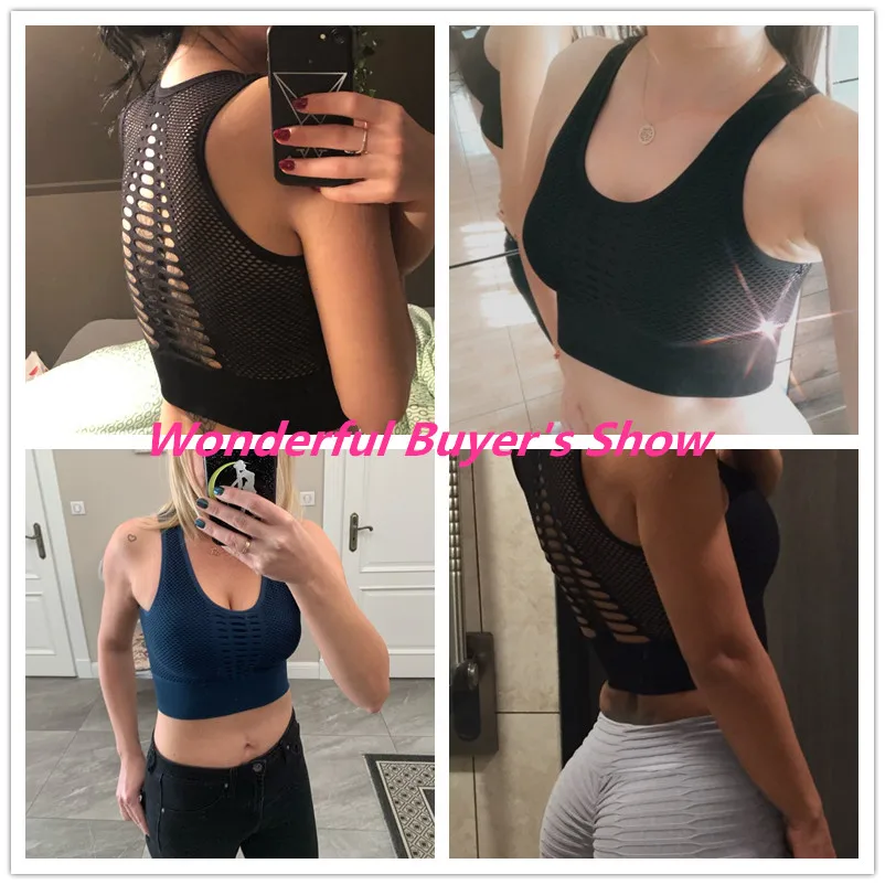Sports Bra Women Sexy Mesh Brathable Sport Top Push Up Female Gym Fitness Sports Underwear Seamless Mujer Running Yoga Bra