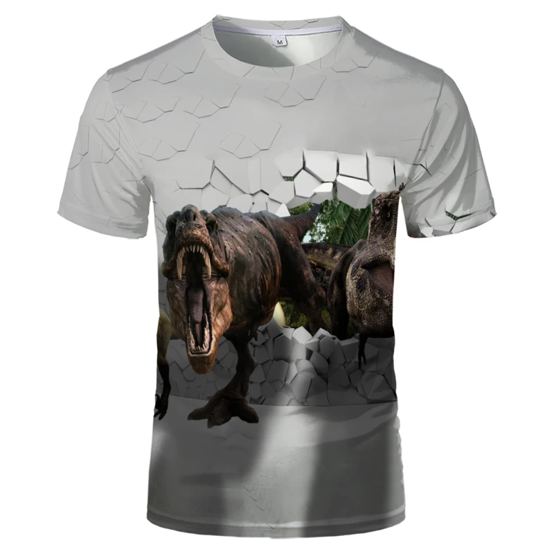 

Модные крутые мужские футболки с принтом динозавров, 3d футболка для мальчиков и девочек, детская летняя футболка с коротким рукавом и мульт...