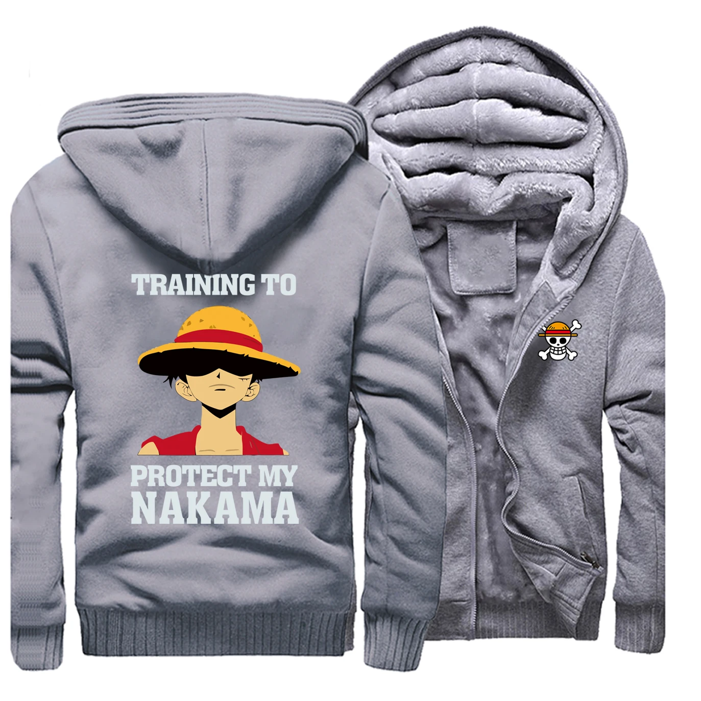 

One Piece Thick Hoodies 2019 Winter Mens Hoodie Fleece Warm Zipper Jacket Japan Anime Men Sweatshirt Fashion Hip Hop Streetwear