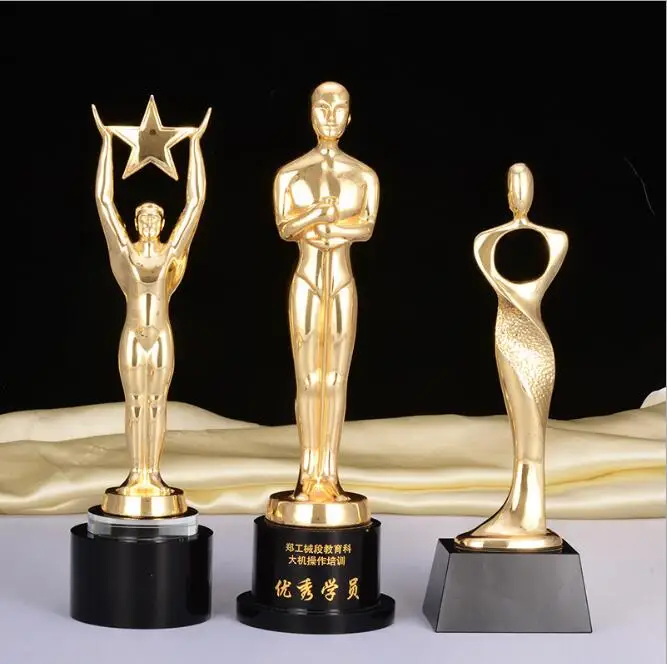 Creative Black Crystal Trophy Figurines Home Statue Crafts Gold plated Oscar Sculptures Accessories Livingroom Ornaments | Дом и сад