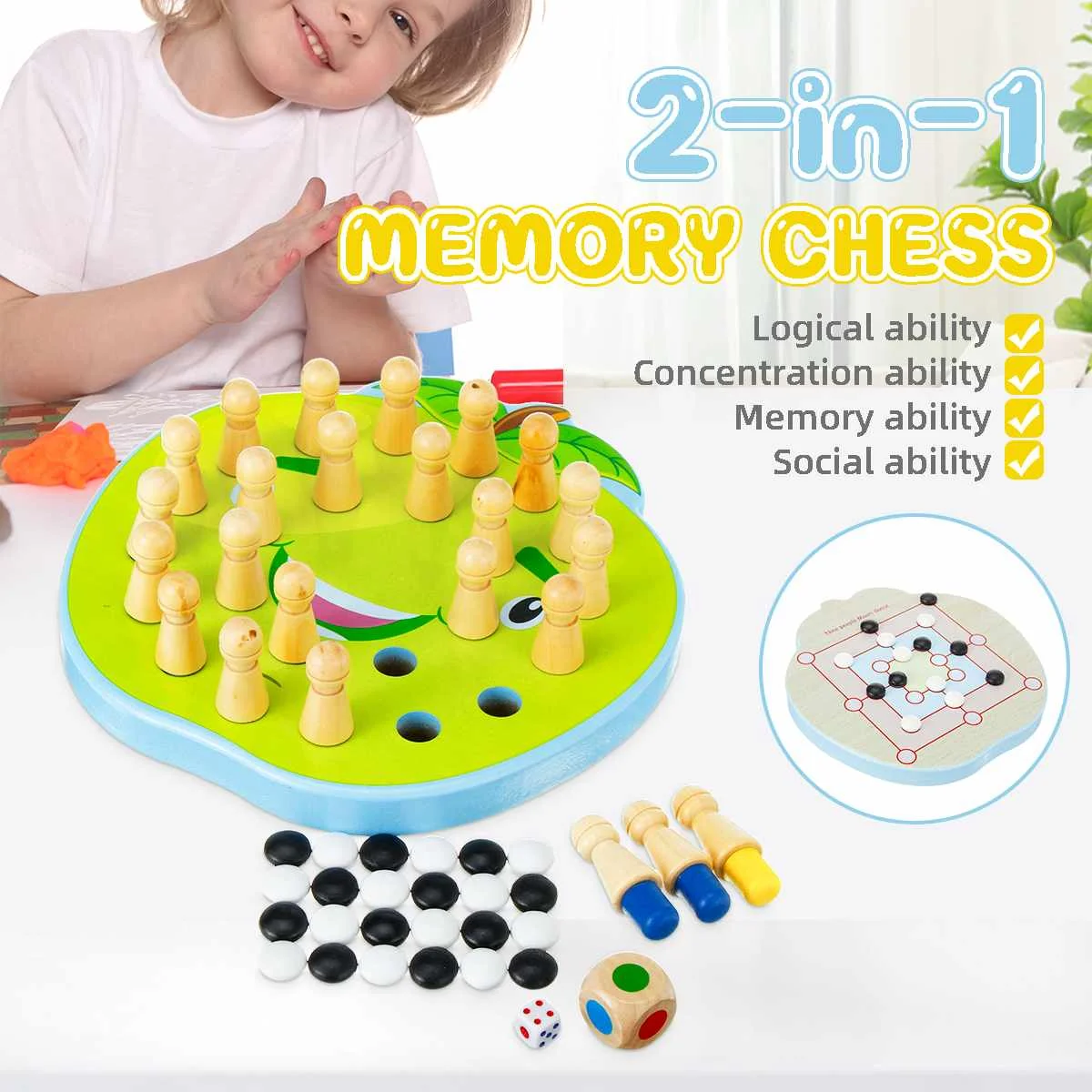 

Kids Wooden Toy Puzzles Color Memory Chess Match Game Intellectual Children Party Board Games Baby Educational Learning Toys