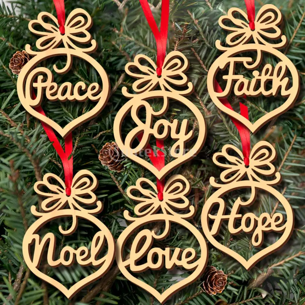 Рождественская елка для скрапбукинга 6x Wooden MDF Faith бирки Noel|Поделки из дерева| |