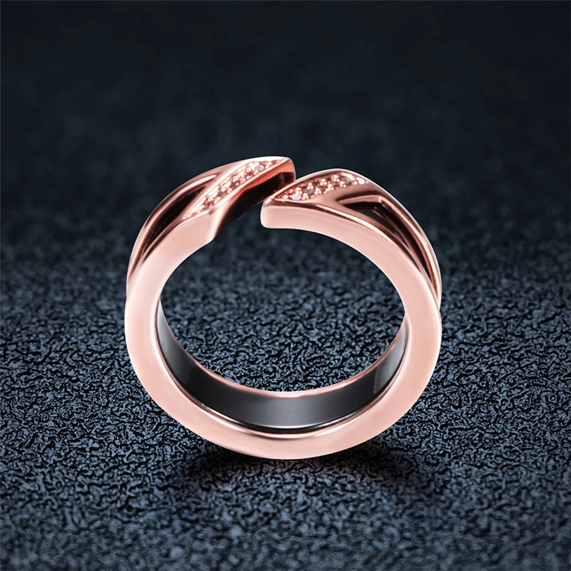 Белое керамическое кольцо с фианитом ААА металлическое открытое обручальное