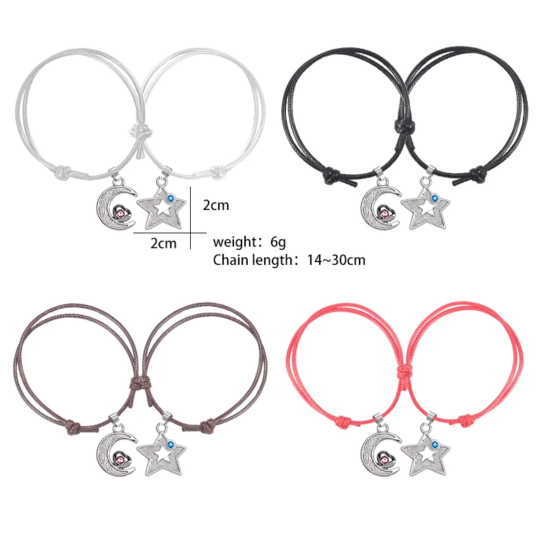 Мужской кожаный браслет в стиле бохо женский со звездой луной влюбленными