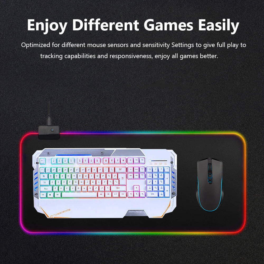 Светящийся RGB игровой коврик для мыши цветной негабаритный светящийся USB Расширенный светодиодный нескользящий Настольный Коврик Для Мыши для ПК ноутбука