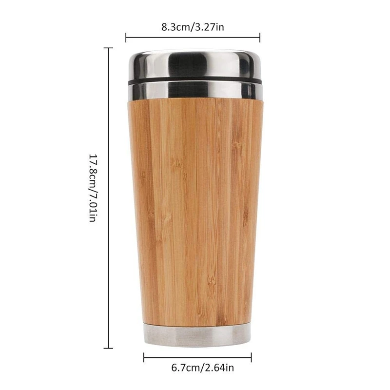 

Creative Bamboo Coffee Cup Stainless Steel Coffe Travel Thermo Mug With Leak-Proof Cover Insulated Cups And Mugs Beer Thermocup