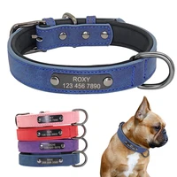 custom dog collar personalized small dogs leather collar engraved puppy pet id tag collars pet products for french bulldog pug