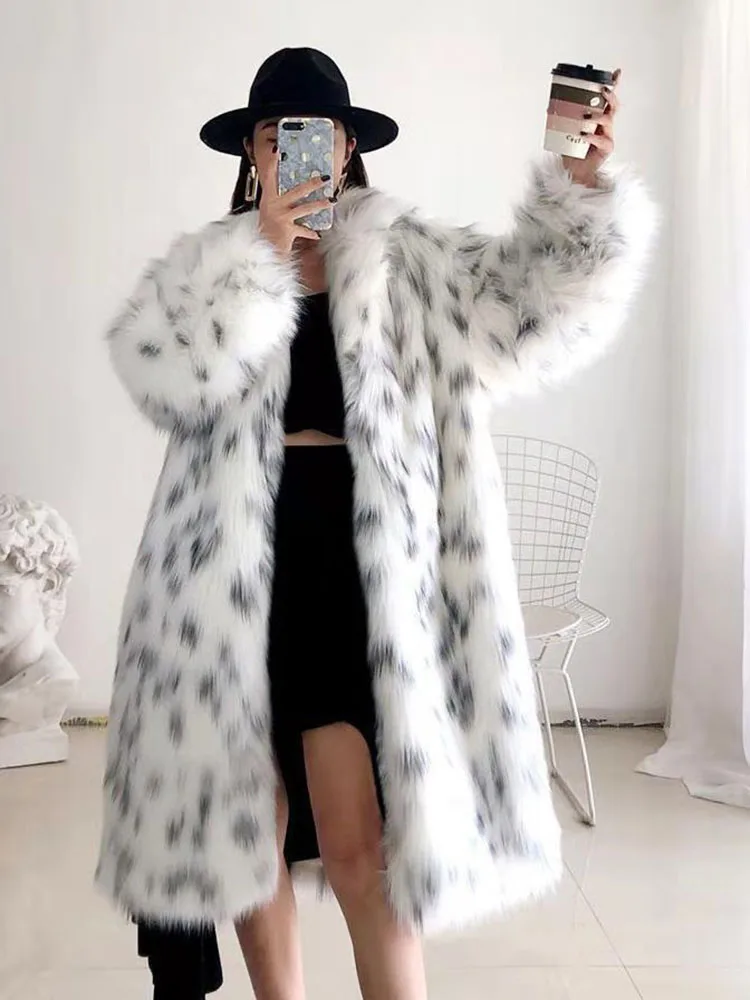 Women Winter Elegant Faux Fox Fur Coat Biker Leather Jacket High Quality Teddy Elegant Thick Fluffy Long Ukraine Fashion Street