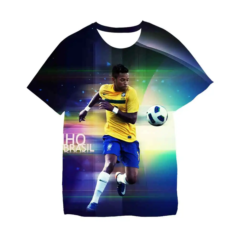 

Футболка детская летняя в стиле 3D, Спортивный Повседневный пуловер в стиле хип-хоп для учеников средней школы, с рисунком футбольной звезды,...