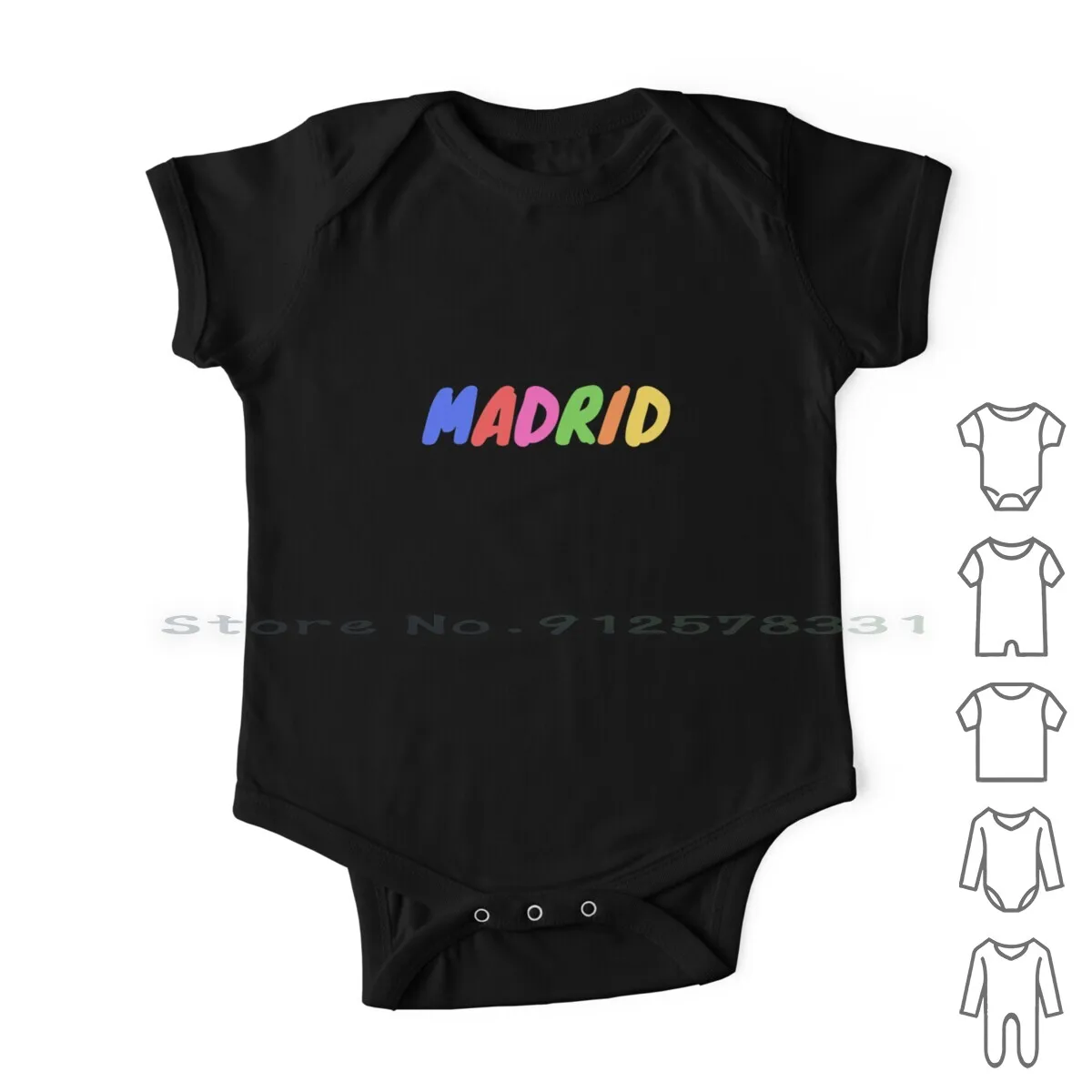 

Madrid Newborn Baby Clothes Rompers Cotton Jumpsuits Madrid Colorful Text Rainbow Colors Popular Cities Spain Spanish Capital