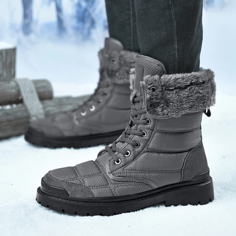 

Tactical Men's Military Boots Men Winter Mountain Hiking Desert Boots Men Fur Inside Snow Shoes Mountain Hunting Shoes
