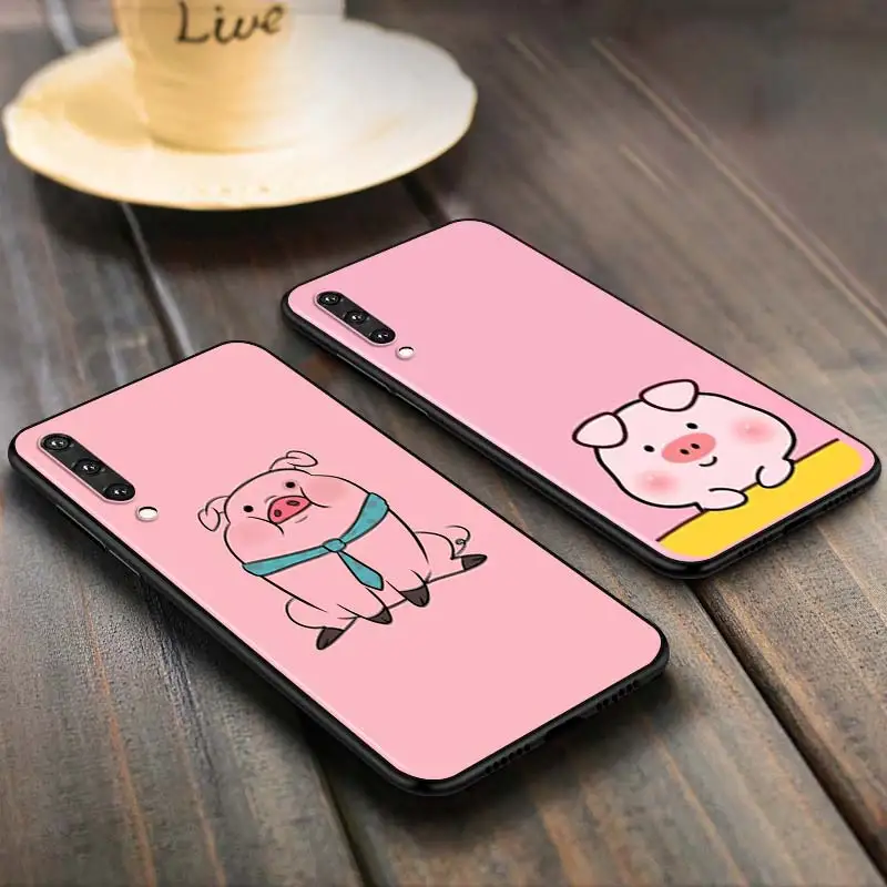 

Cute Pink Pig Anti-fall Phone Case for Samsung Galaxy A90 A80 A70S A60 A50S A40 A20E A20 A10S Soft Black Cover