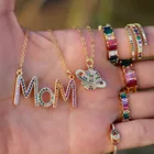 Ожерелье с надписью Love Mama из серебра 100% пробы, с радужными цветными фианитами