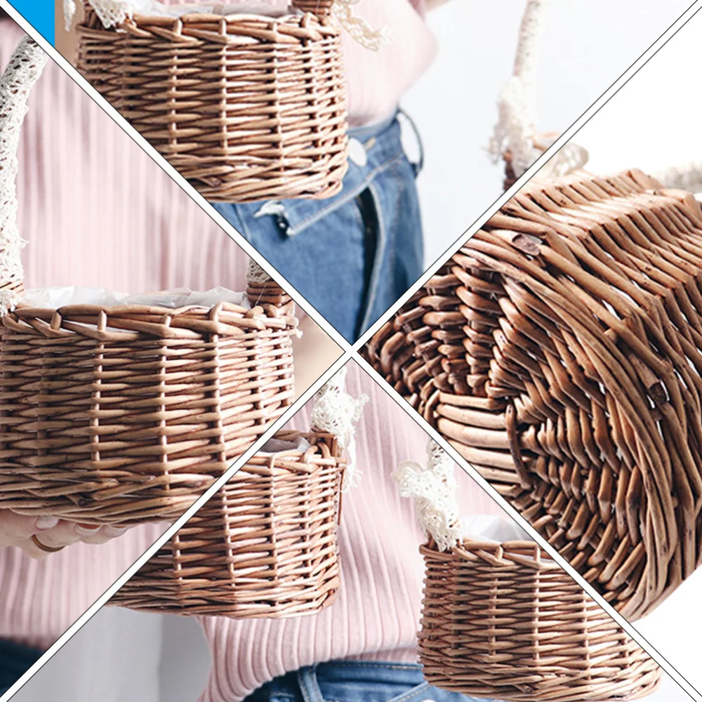 

Rattan Woven Lace Flower Basket Plant Basket Weaving Basket Storage Basket