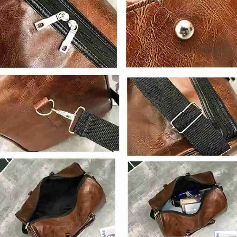 

Handbag male pu retro short-distance business trip light capacity large travel bag luggage bag F5N3