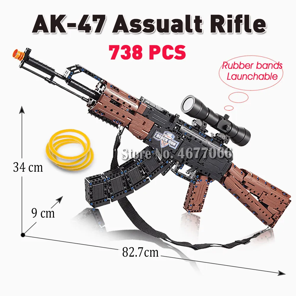 AK47 improved-738PCS Cada строительные блоки technic пистолет игрушечные модели и строительство Игрушечная модель пистолета 98k кирпичи развивающие игрушки для детей ww2 игрушки для детей - Цвет: AK47 improved-738PCS