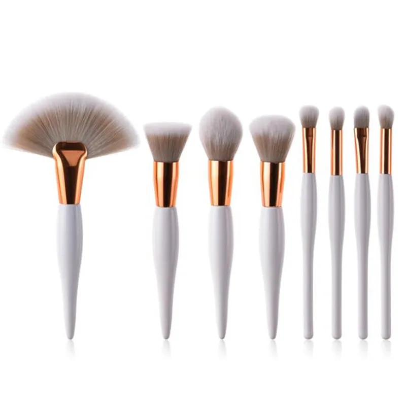 09 . 8pcs white 4 шт. или 9 шт. набор косметических инструментов кисти для макияжа пухленькая кисть/пламя/плоская головка/микро-кисть 2 цвета румяна Тональная основа консилер - Handle Color: 09 . 8pcs white