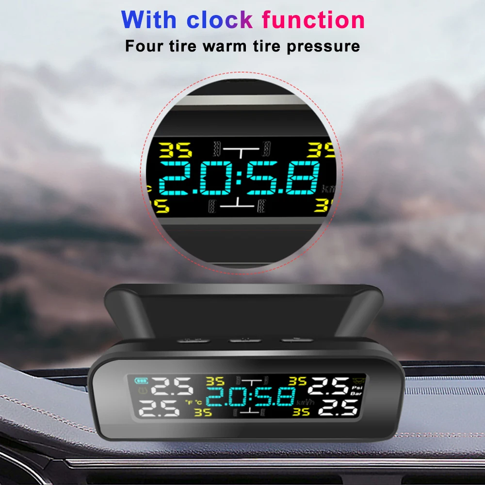 Система контроля давления в шинах TPMS на солнечной батарее сигнализация с