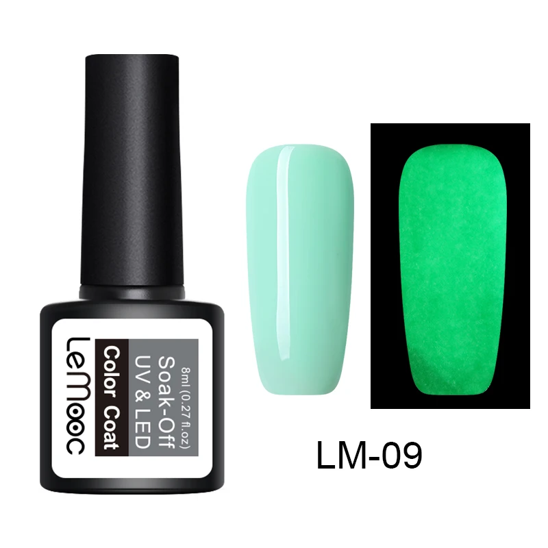 LM-09 LEMOOC, 8 мл, светящийся гель, телесный, розовый цвет, Гель-лак, Полупостоянный, замачиваемый, Гель-лак для ногтей, УФ-гель для ногтей, лак для летнего маникюра - Цвет: LM-09