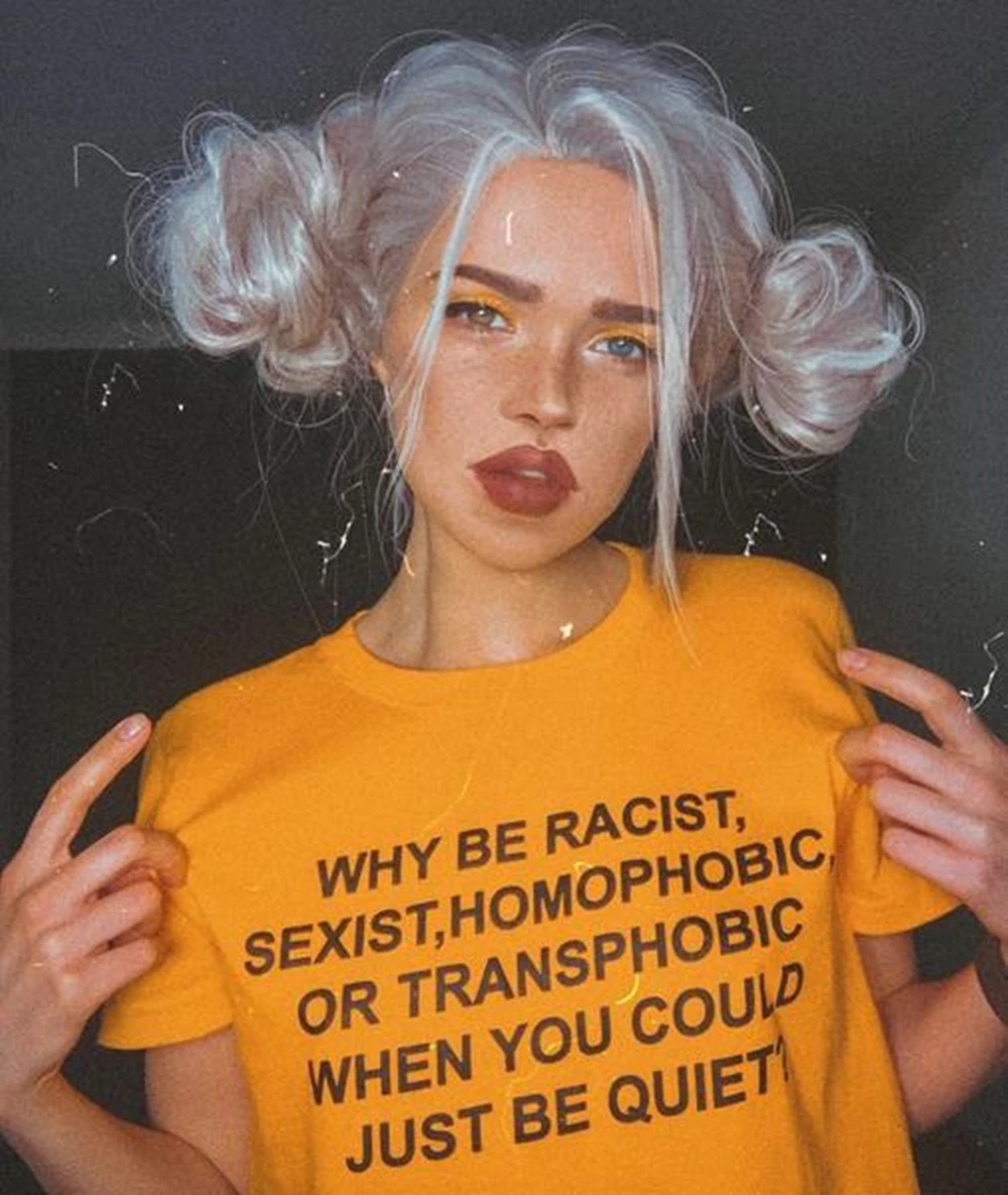 Для мужчин Детские футболки с надписью WHY BE RACIST по отношению к женщинам и