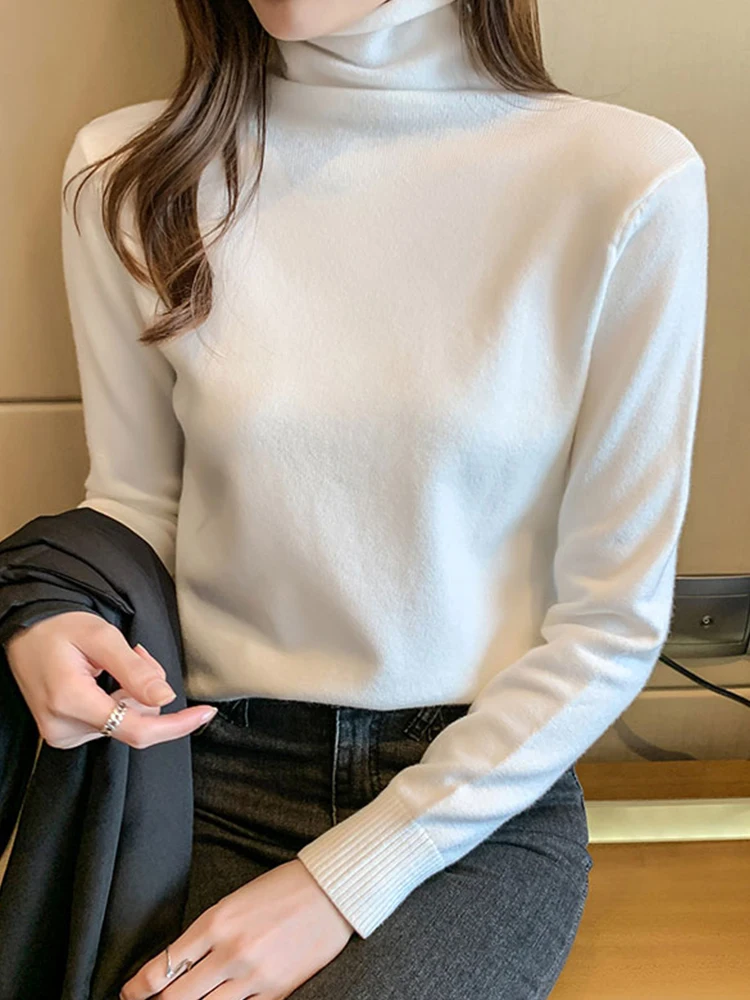 

Women's Sweater Autumn Winter Korea 2021 New Women's Turtleneck Base Long Sleeve Pure Cotton Comfortable Solid T-shirt Pullover