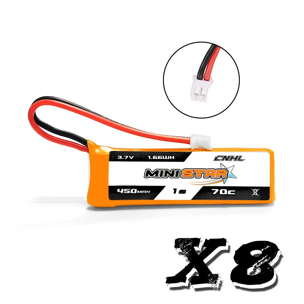 8 шт. CNHL MiniStar 450mAh 3,7 V 1S 70C Lipo батарея с PH 2,0 для EMAX TinyHawk