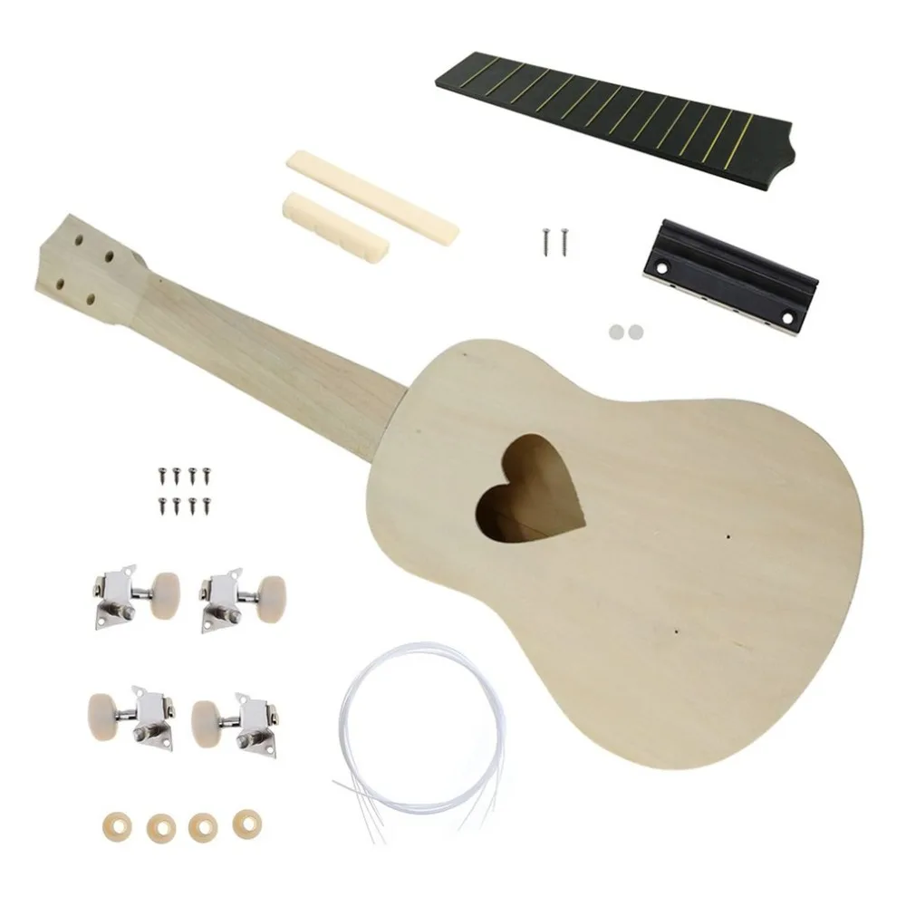 21 Inch DIY Ukulele Kit Basswood Body Plastic Fingerboard Small Guitar Handmade Assembly Musical Instrument | Спорт и развлечения