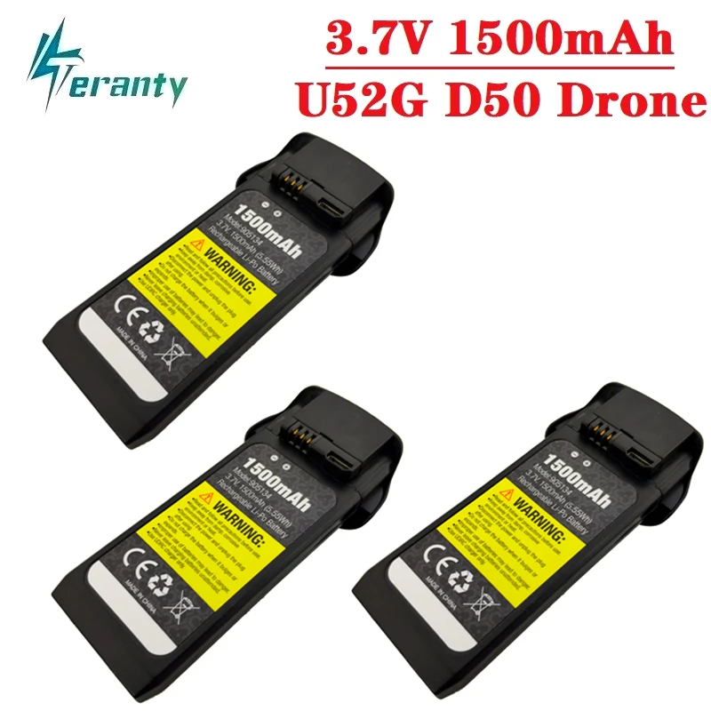 

3 шт. оригинальный U52G D50 3,7 V 1500mAh литий-полимерный Батарея 5.55Wh для U52G D50 Дрон Квадрокоптер с дистанционным управлением запасные Запчасти для ...