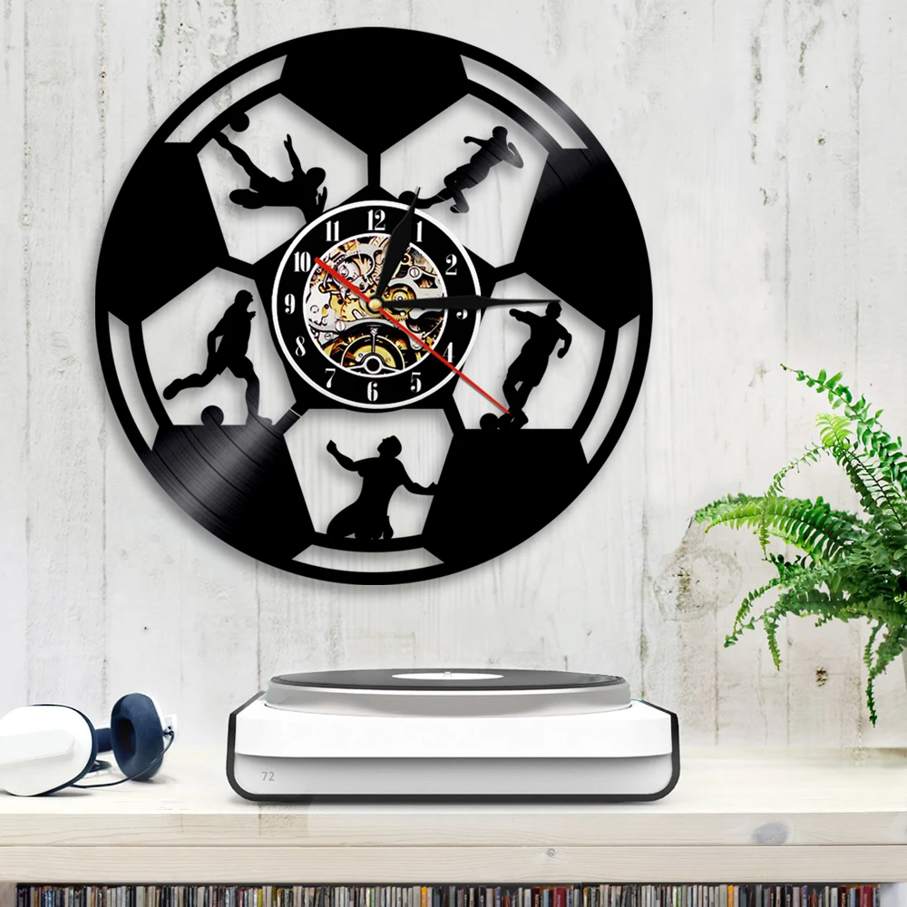 Футбольные часы виниловые настенные современный дизайн Футбольная тема