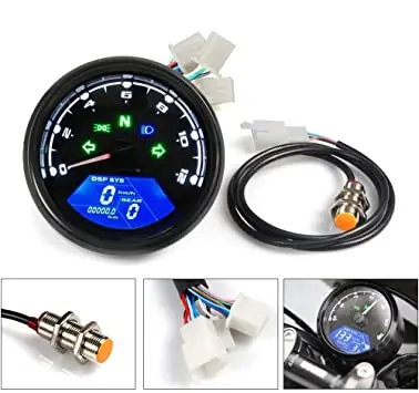 

Многофункциональный цифровой индикатор Тахометр топливный счетчик Универсальный циферблат ночного видения одометр для мотоцикла Светоди...