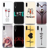 nurse heart and stethoscop clear phone case for samsung a70 a70s a40 a50 a30 a20e a20s a10 a10s note 8 9 10 plus soft silicon