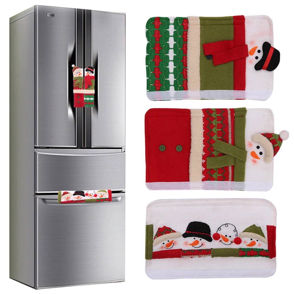 2021 Рождество ручка холодильника Чехлы Санта Клаус Микроволновая печь