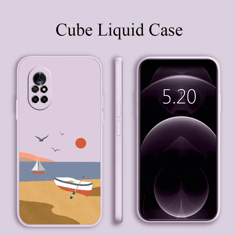 

Tower Liquid Silicone Soft Case For Huawei Nova 8 7 Pro SE 6 SE 5 Pro 5Z 5I 5Ipro 5T 4 4E Shockproof Phone Cover