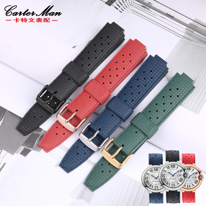 

Blue balloon convex interface rubber watchband for cartier medium large watch chain accessories 20 * 11mm 20 *2mm 22 * 14mm belt