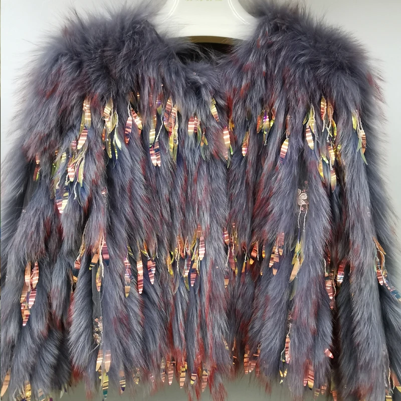 2022 Natural Fur Women Coat Soft Real Fur Coats Raccoon Jackets Female Plush Beading Overcoat Outerwear real fox fur coat