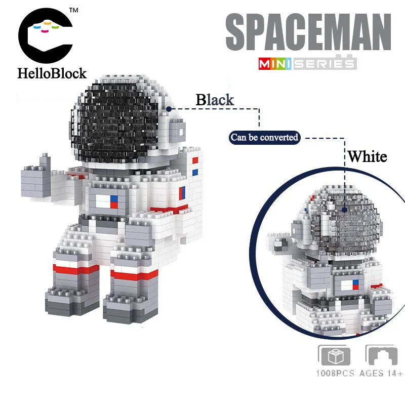 

Creative Space Adventure Astronaut Mini Diamond Building Blocks Bricks Cosmonaut With Light 3D Model DIY Toys For Kid Gift