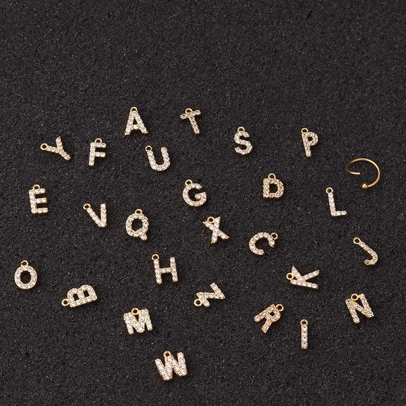 1 Piece Gold Silver Color Clear Cz 26 Initial Hoop Earrings Charm Circle Dangle Drop Earring Name Letter Alphabet 2020 | Украшения и