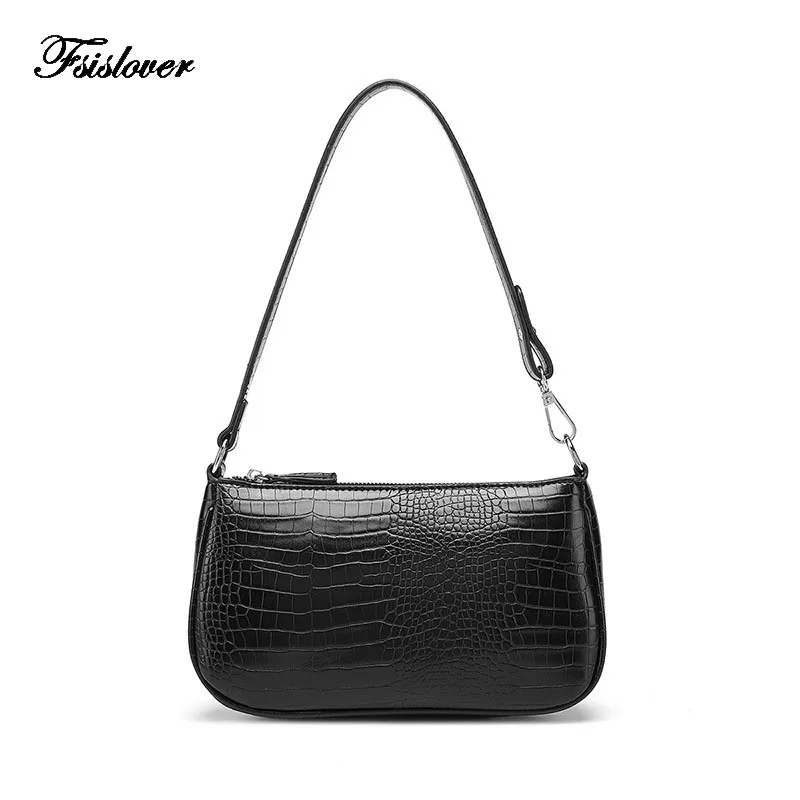

Vintage Alligator Baguette Shape Bag Luxury Leather Handbag 2020 New Fashion Shoulder Bag Womens Messenger Crossbody Bags