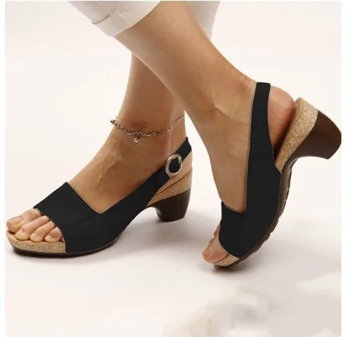 

New Classic Summer Women's shoes with thick heel sandals Walking Sandals Toe Corrector Cusion Open Toe Comfy Retro Rome Sandals