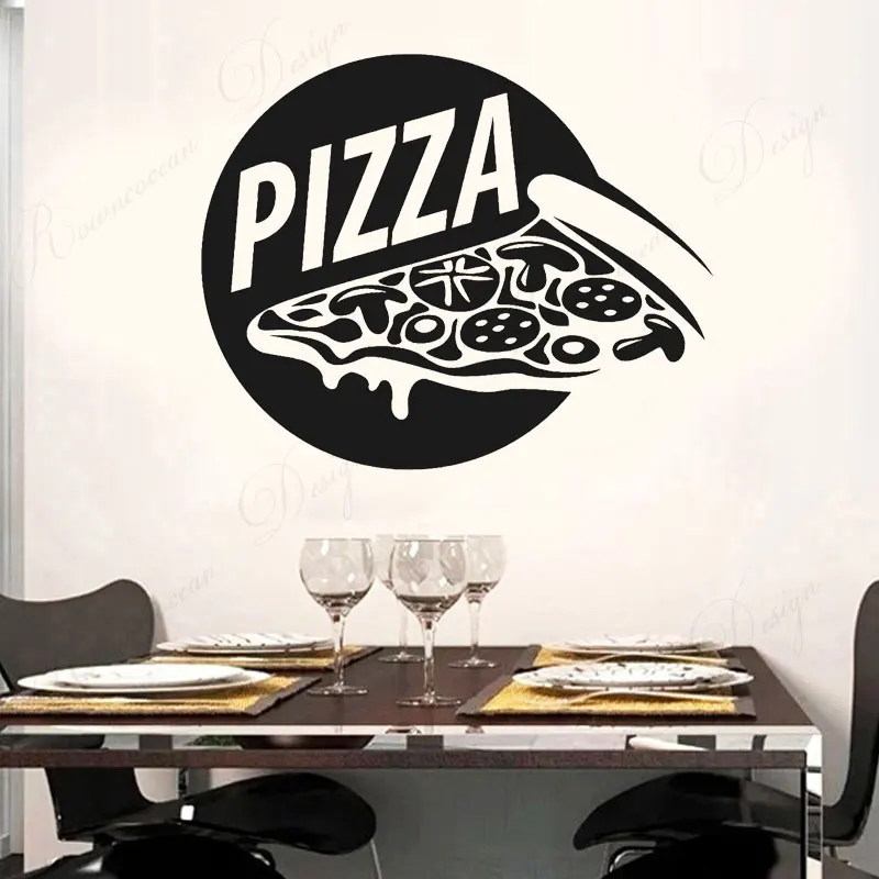 

Pizza Food Pizzeria Taste Cafe Restaurant Wall Stickers Vinyl Art Interior Window Decor Kitchen Decals Removable Murals 4410