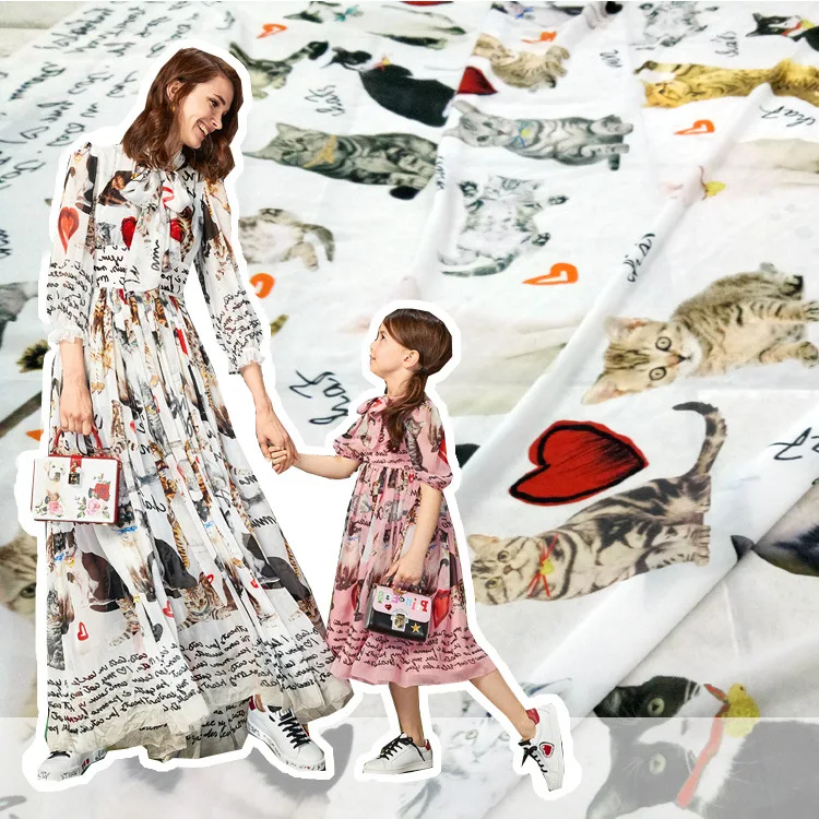 Осенняя модная ткань с рисунком в том же абзаце Женская принтом виде кошки