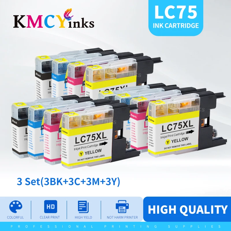 KMCYinks 12 шт. совместимый картридж с чернилами для LC12 LC40 LC71 LC73 LC75 LC400 LC1220 LC1240 принтера