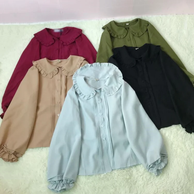 Рубашка в японском стиле сладкой Лолиты милая блузка викторианском с рукавами